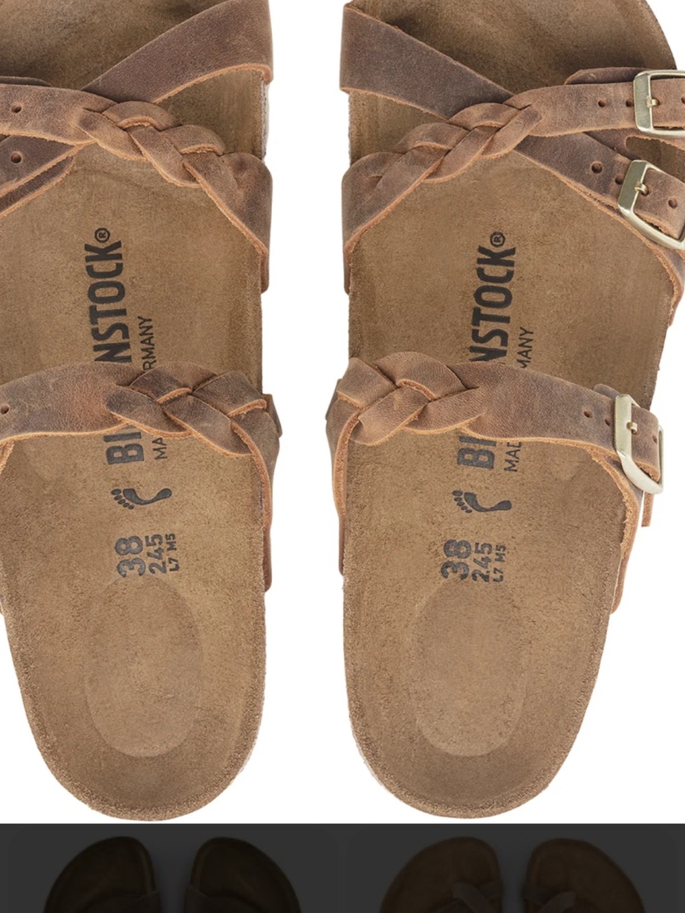 Birkenstock Women’s Franca Braided Suede Slide Sandals - oiled cognac size 41